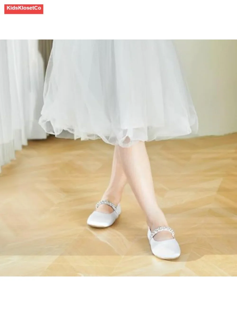 Satin Ballet Flats with Cushioned Insole and Non-Slip Rubber Outsole